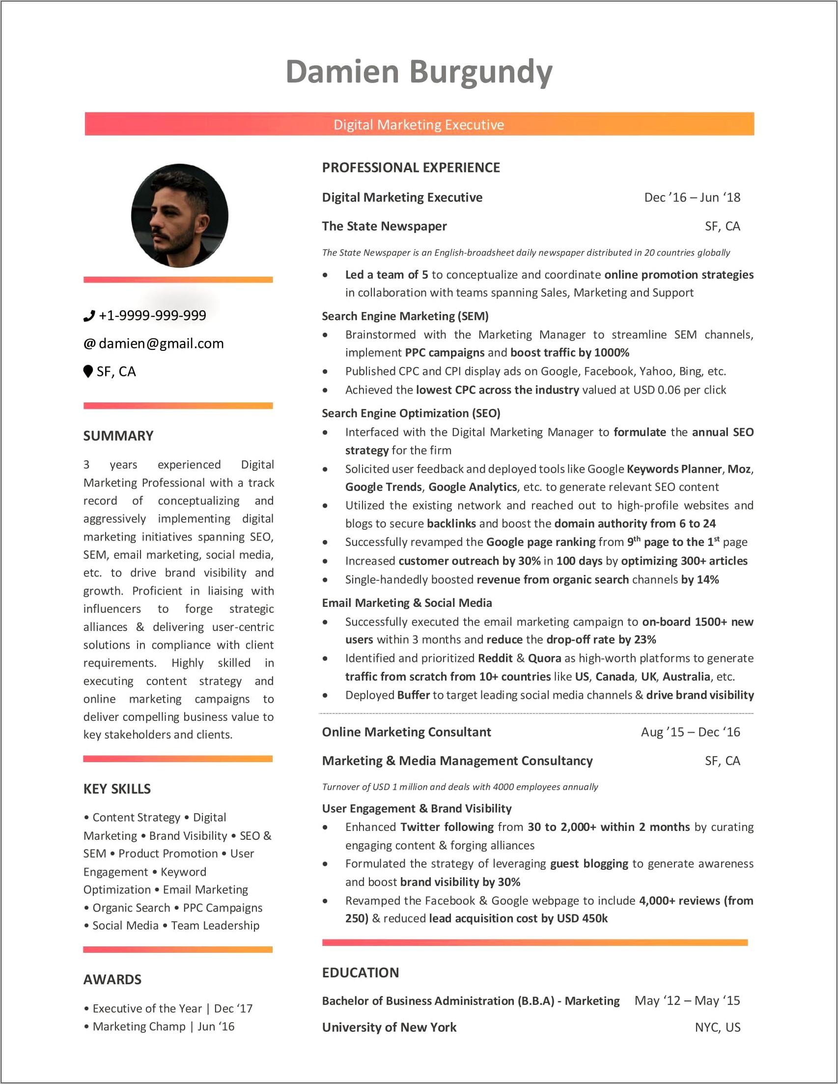 Marketing Entry Level Objective Resume