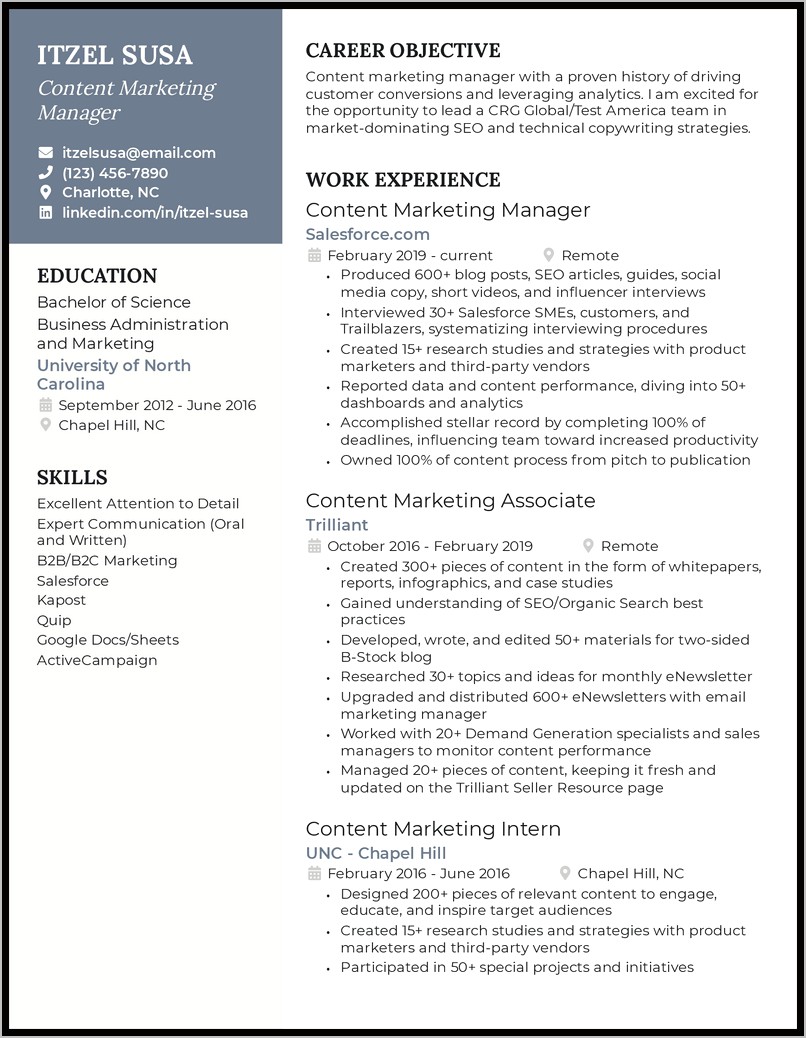 Marketing Manager Achievements For Resume