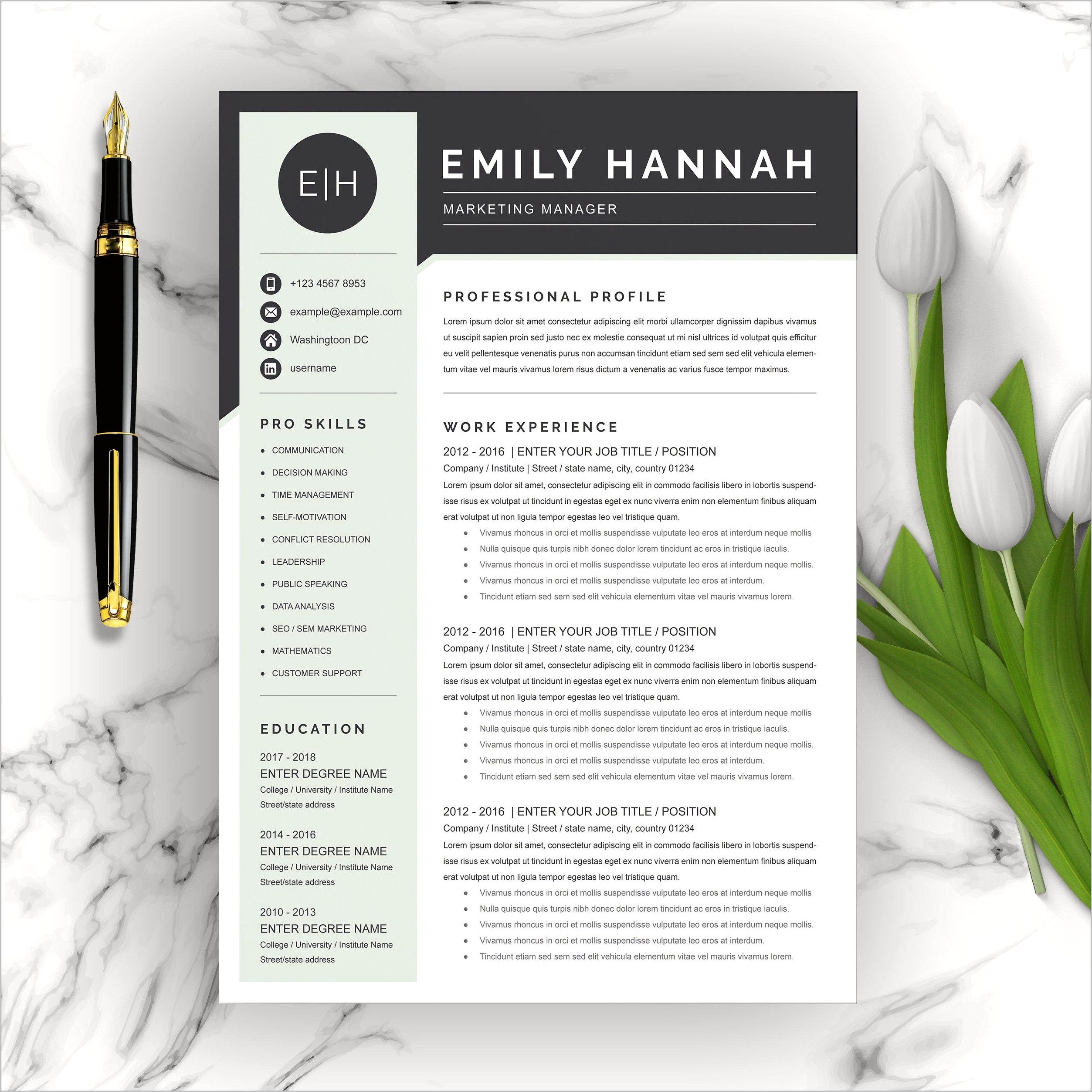 Marketing Manager Resume Job Description