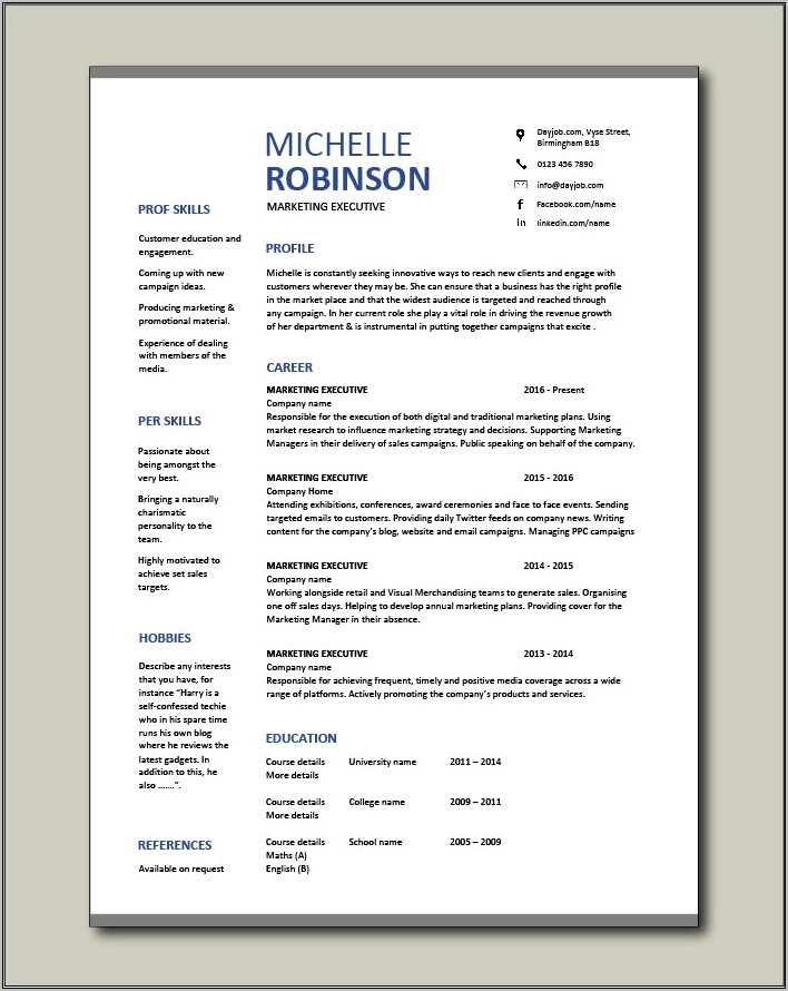 Marketing Resume Format Free Download