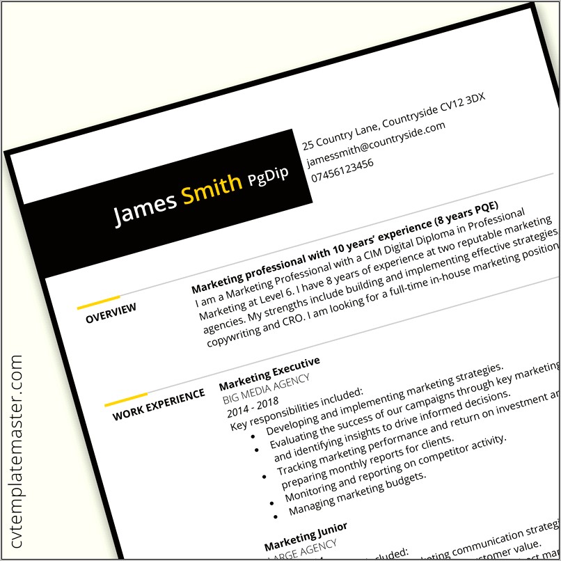 Marketing Resume Templates 2018 Free