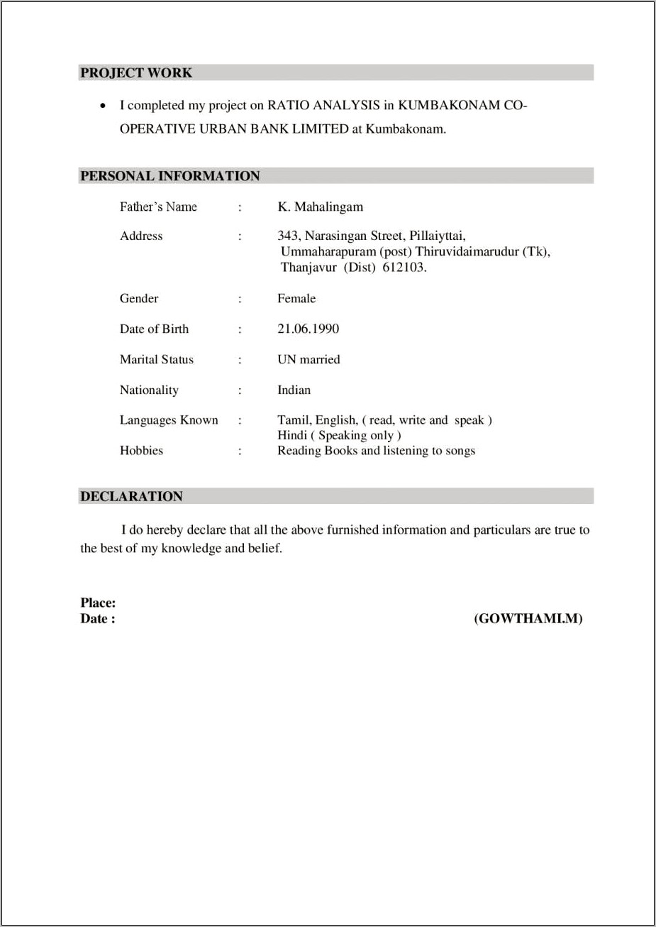 Mba Fresher Resume Free Download