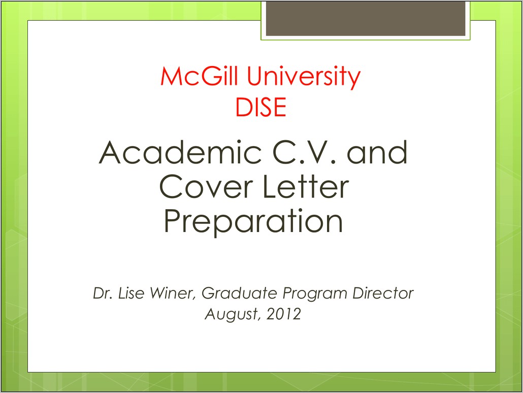 Mcgill Resume Cv Template Sample