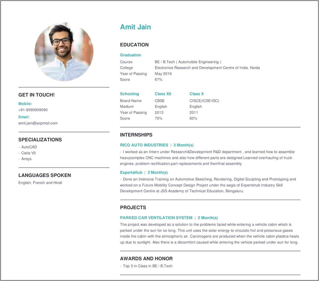 Mcom Resume Samples For Freshers