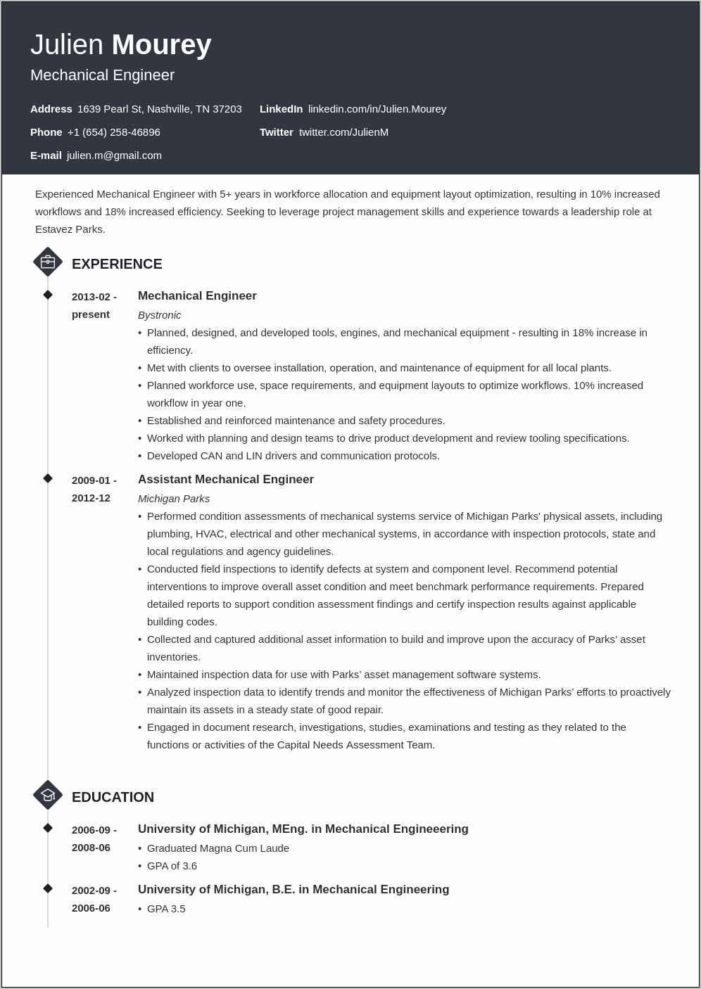 Mechanical Design Engineer Resume Objective