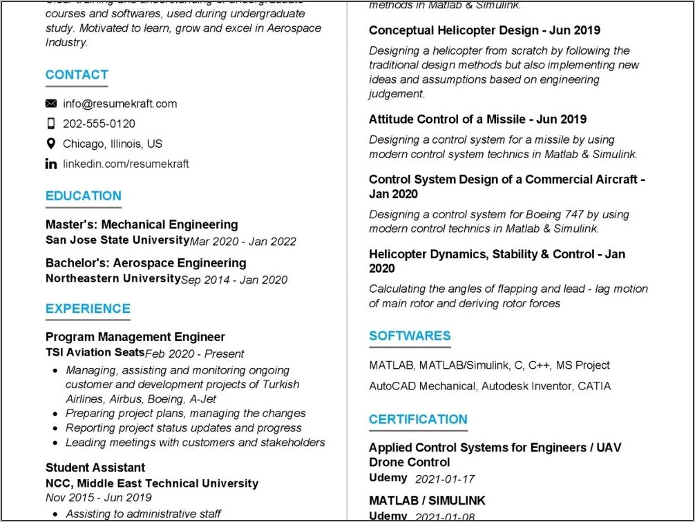 Mechanical Engineer Resume Example Aero