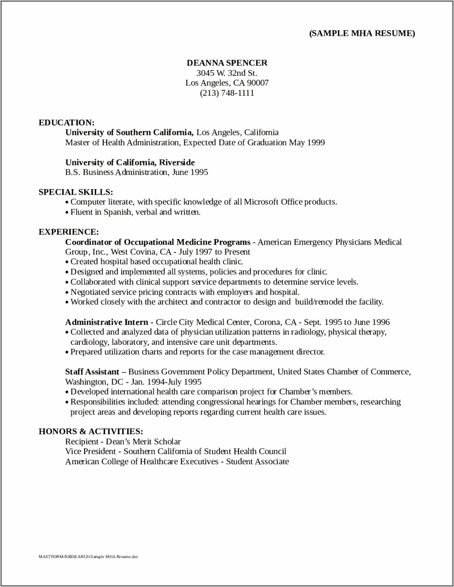 Medical Administrative Resume Objective Examples
