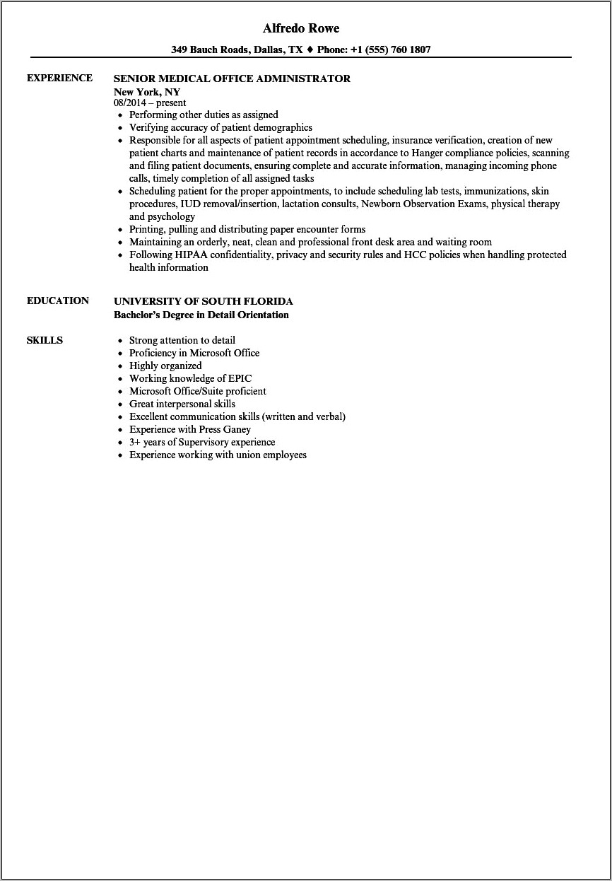 Medical Office Administration Resume Objective