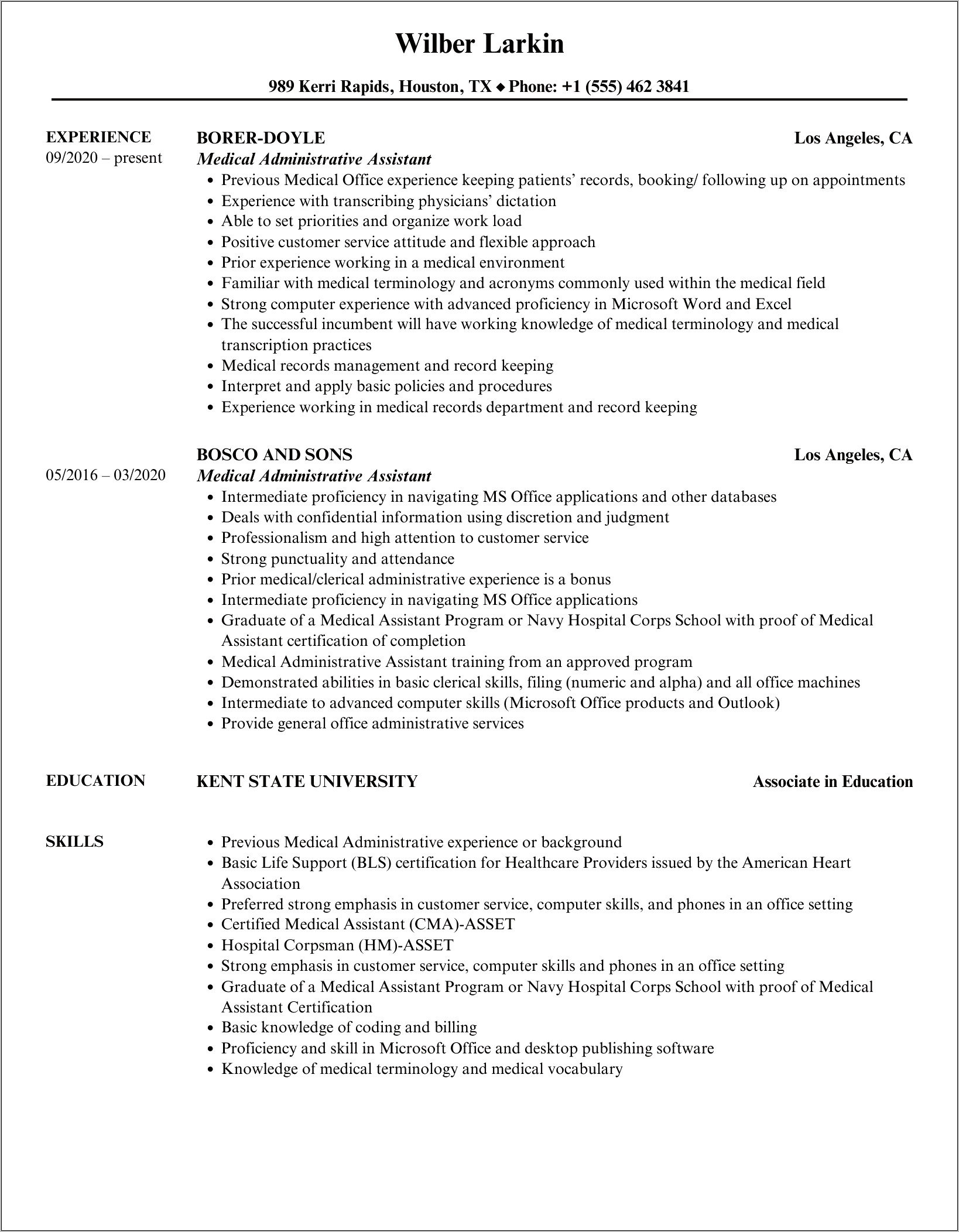 Medical Office Assistant Objective Resume