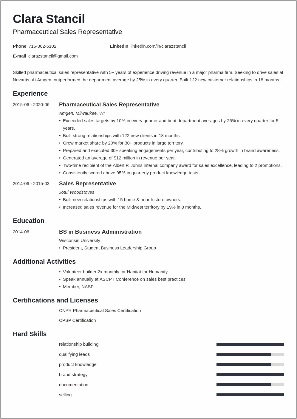 Medical Sales Manager Resume Examples