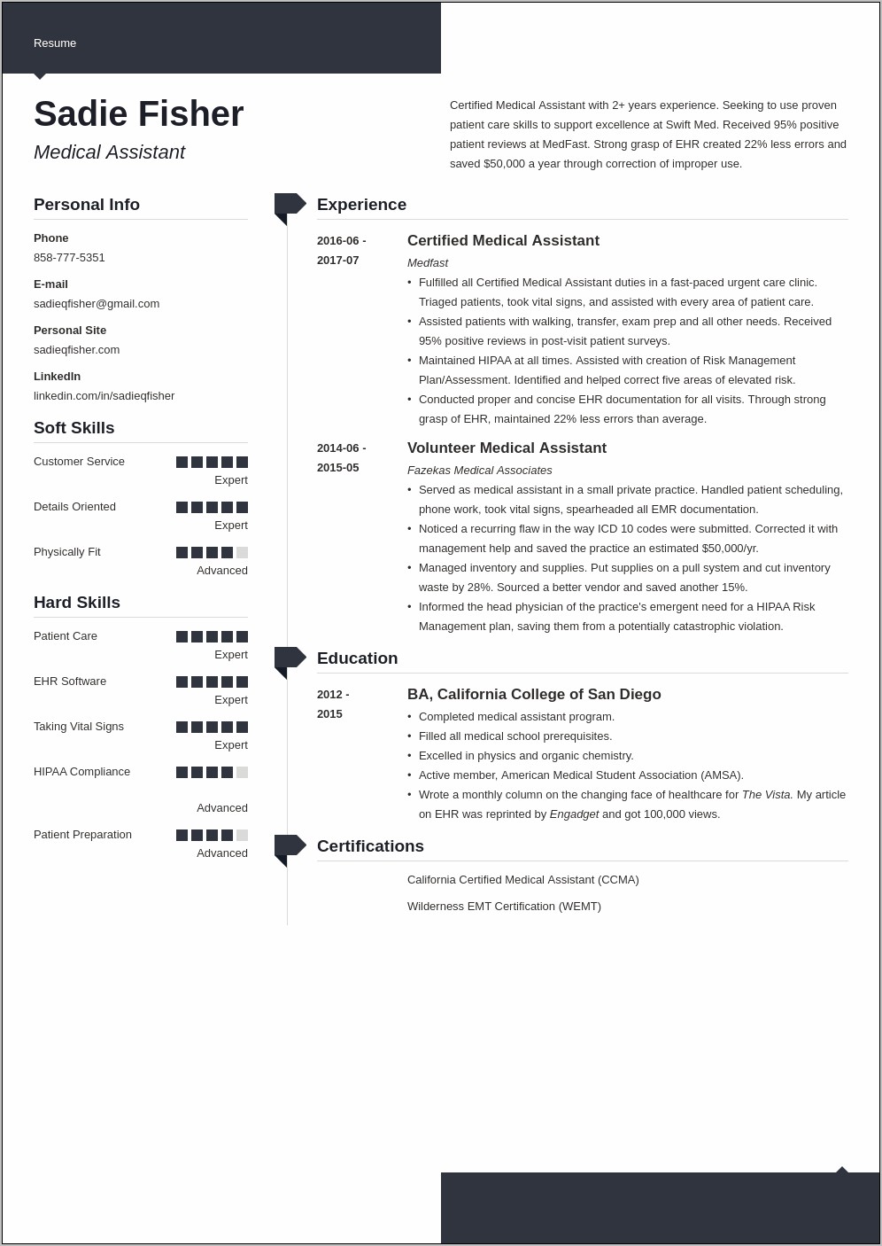 Medical Support Assistant Resume Example