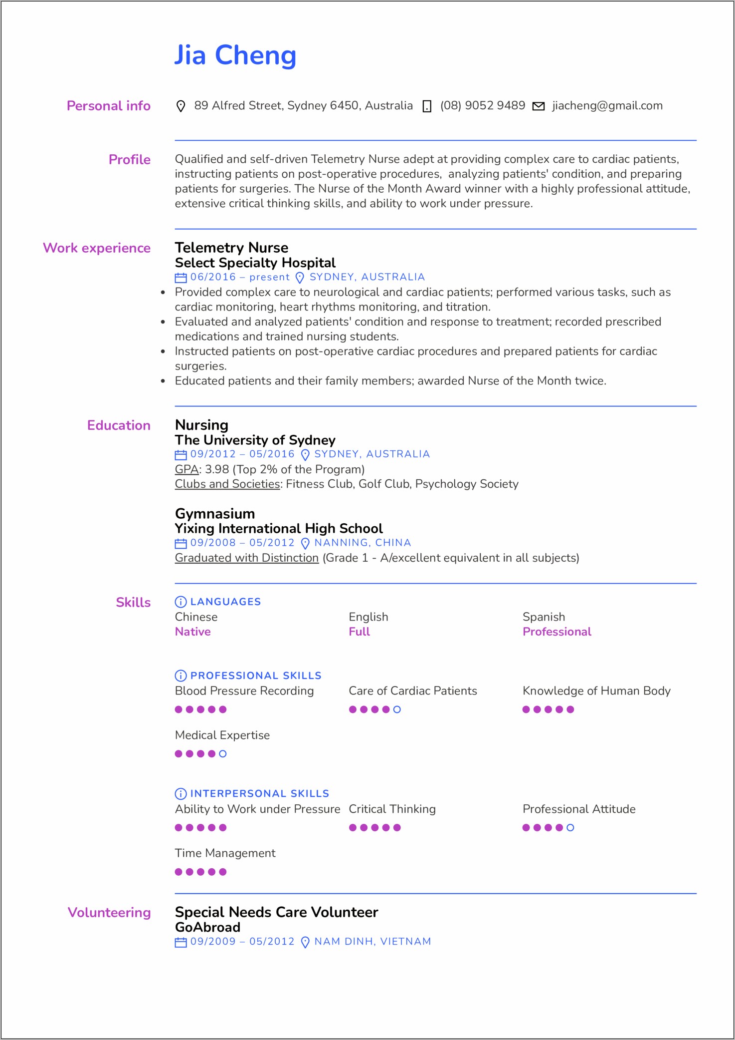Medical Surgical Nurse Resume Example