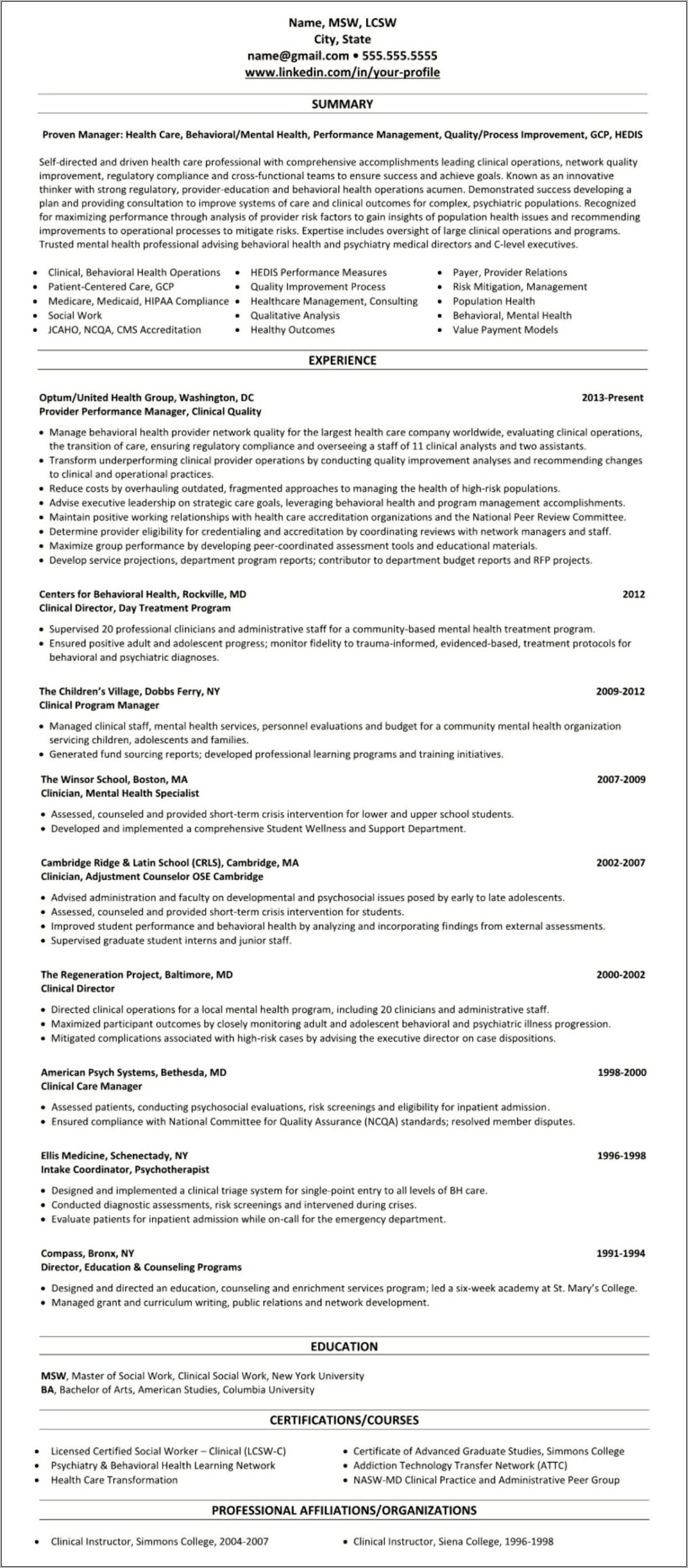 Mental Health Counseling Resume Examples