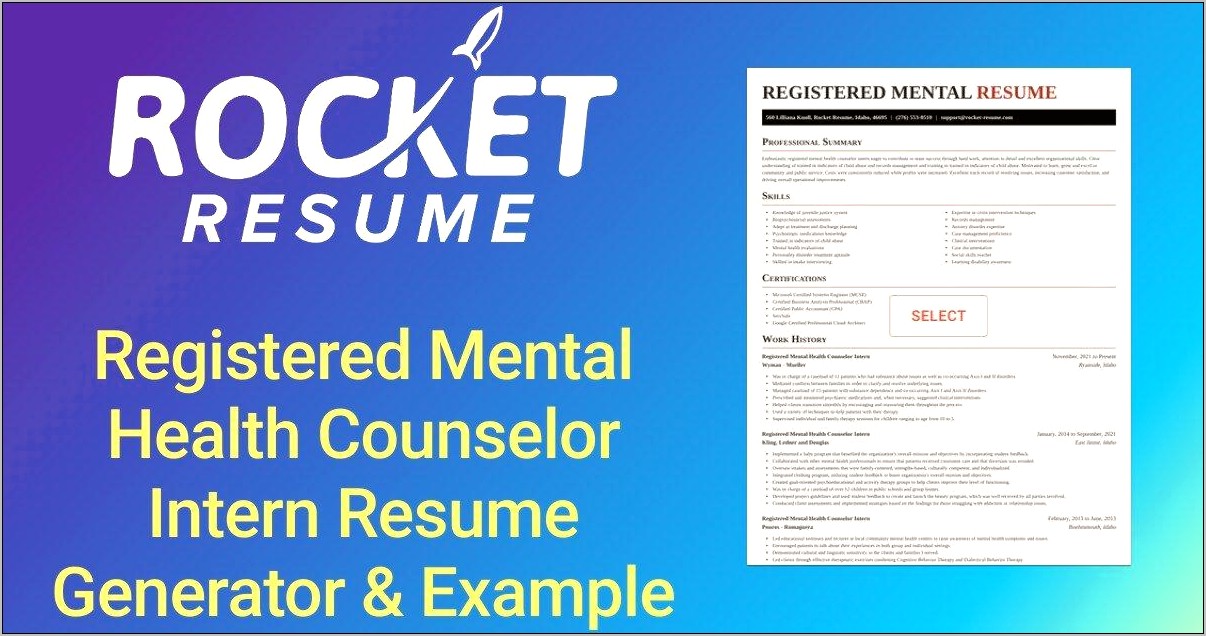 Mental Health Counselor Resume Examples