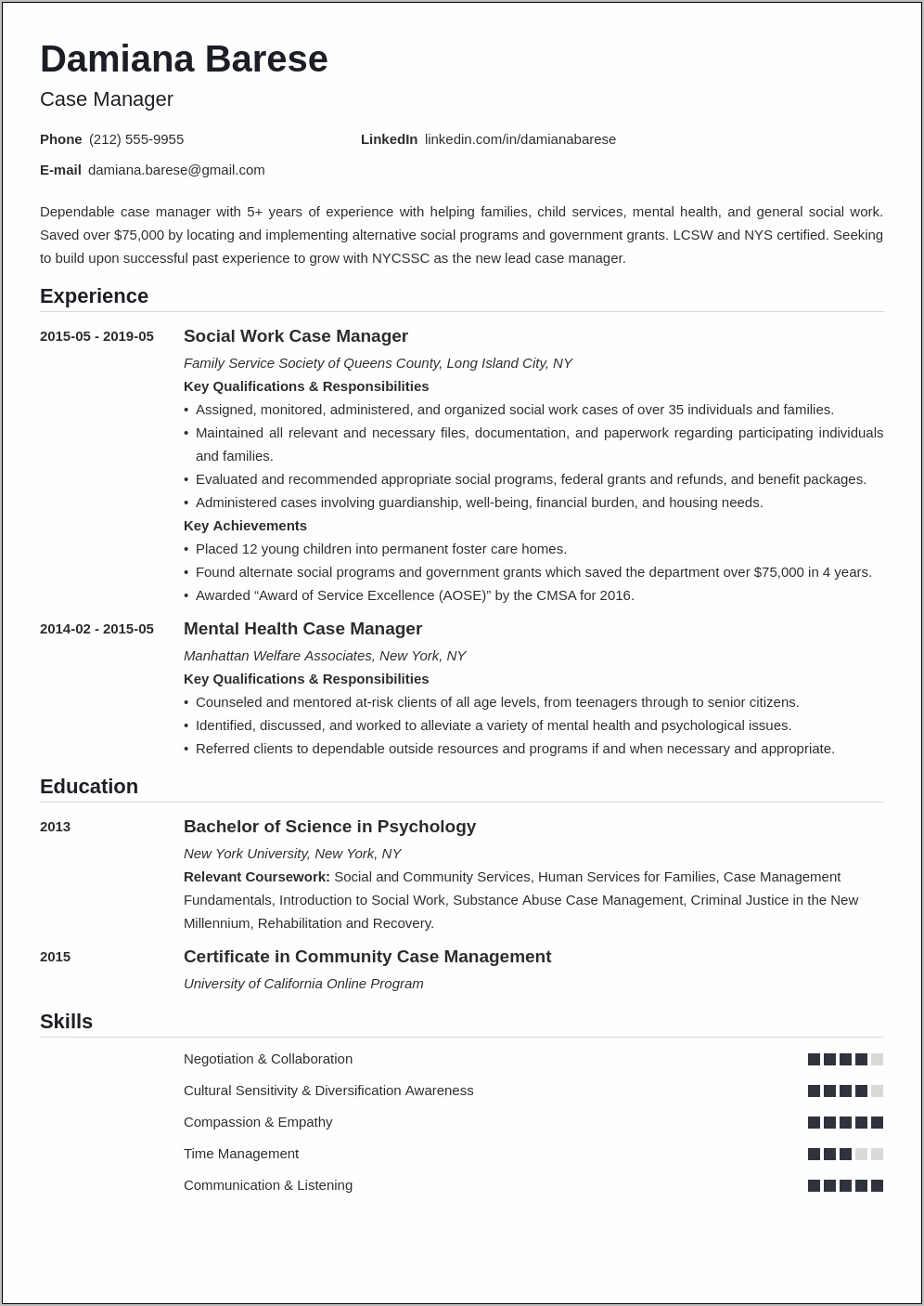 Mental Health Program Manager Resume