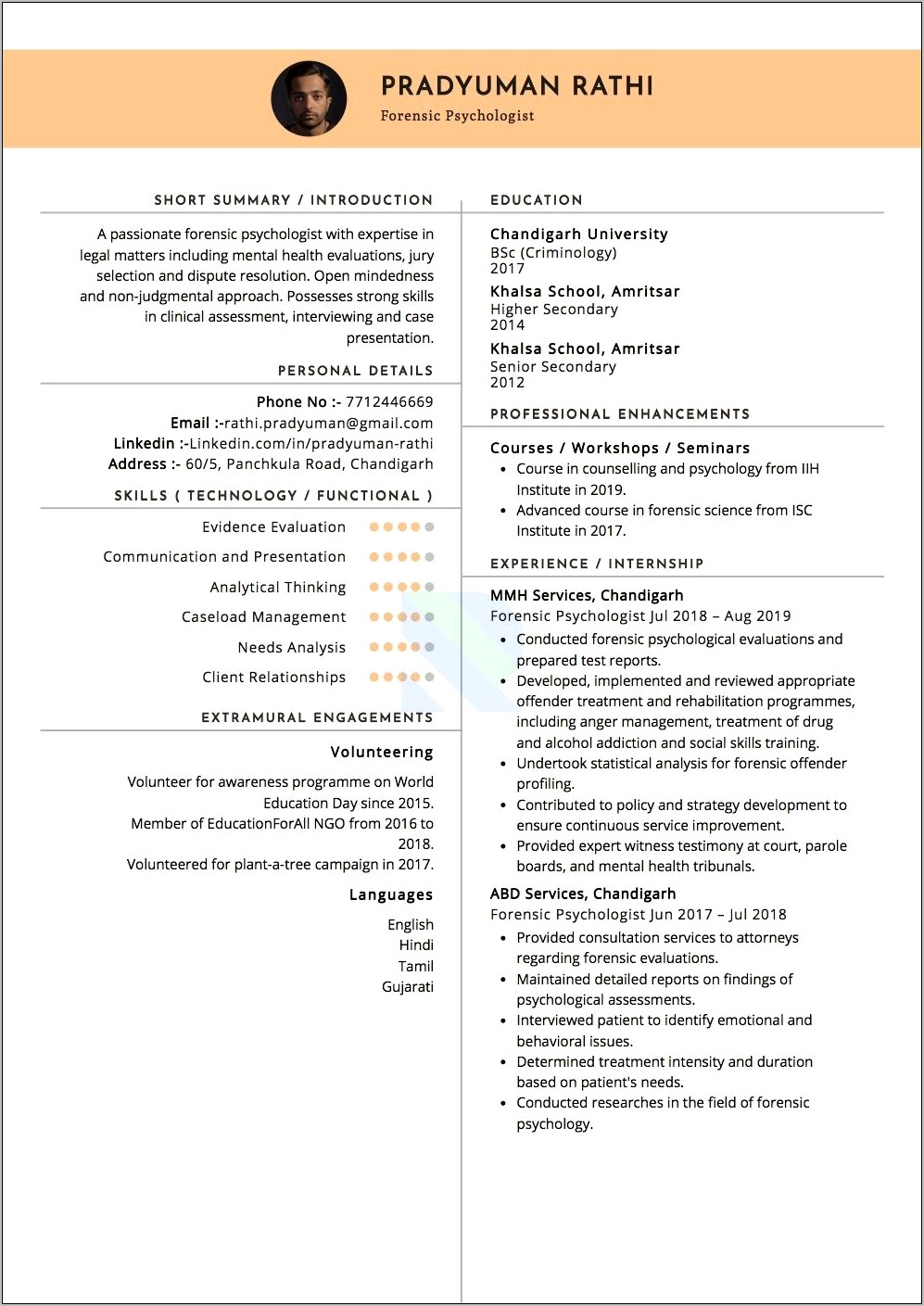 Mental Health Resume Examples 2019