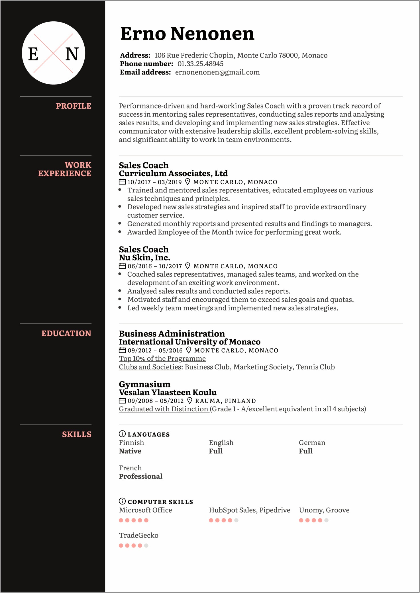 Mentor New Staff Resume Example