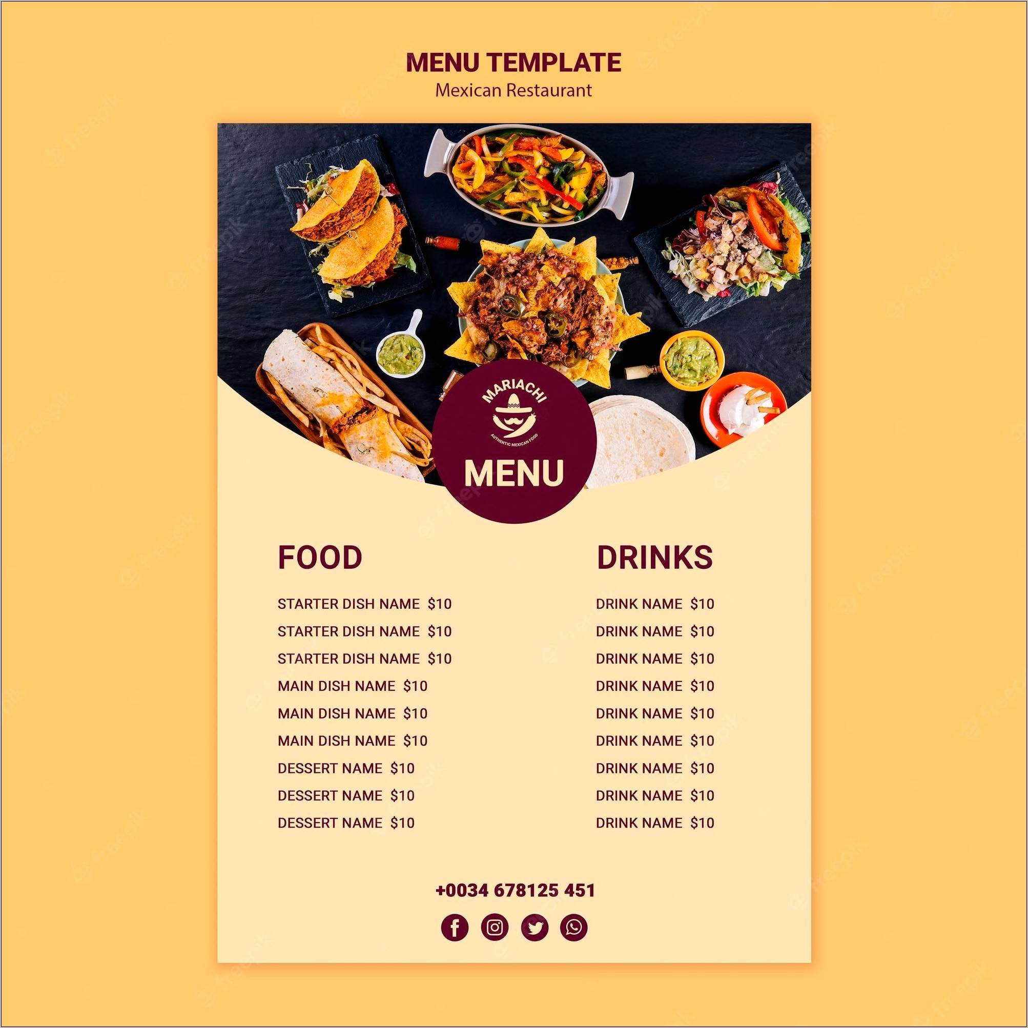 Mexican Restaurant Menu Templates Free Download