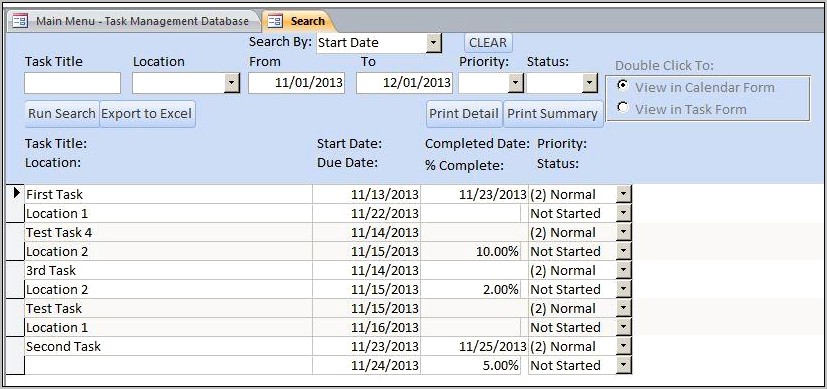 Microsoft Access Project Management Template Download