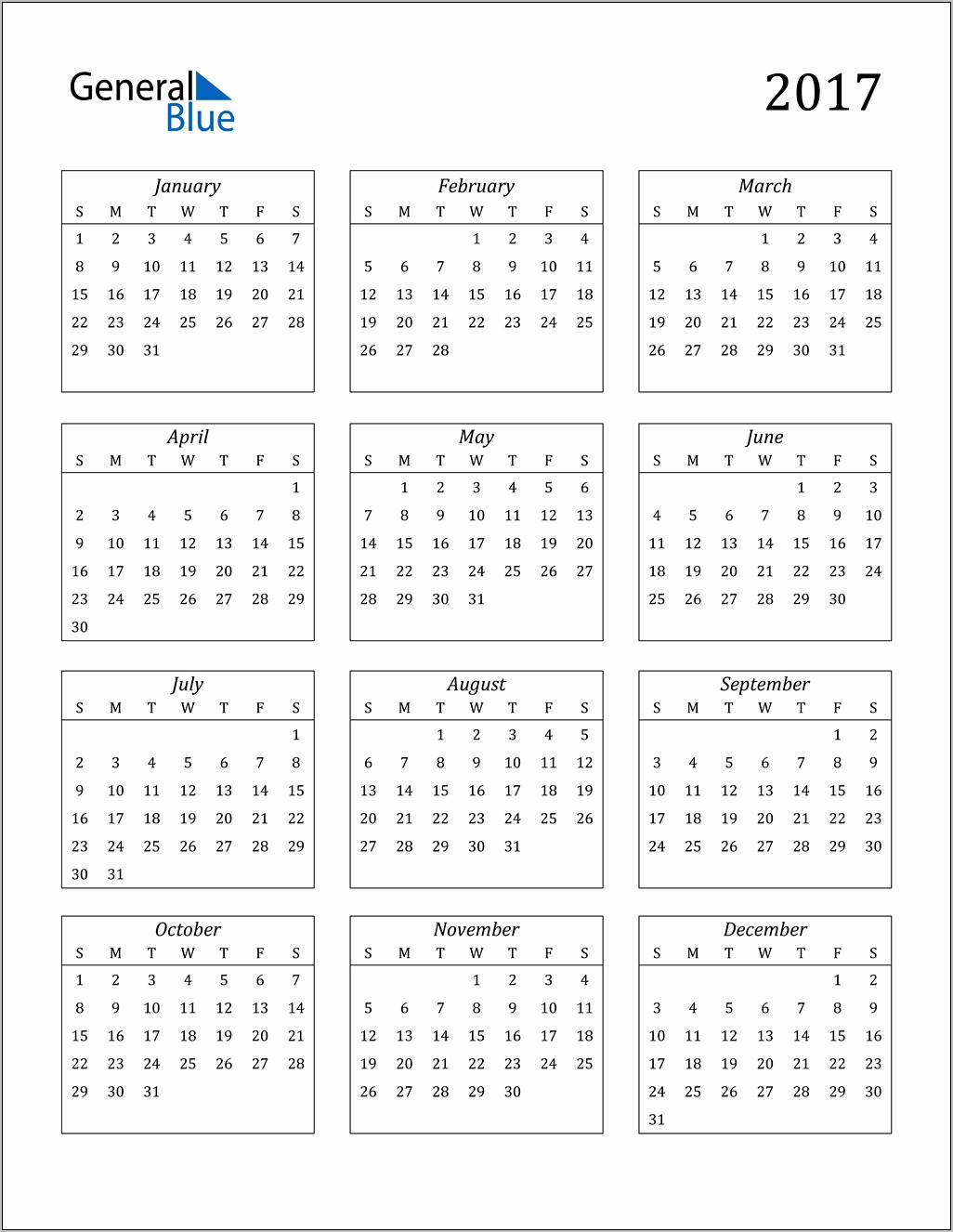 Microsoft Calendar 2017 Free Template Download