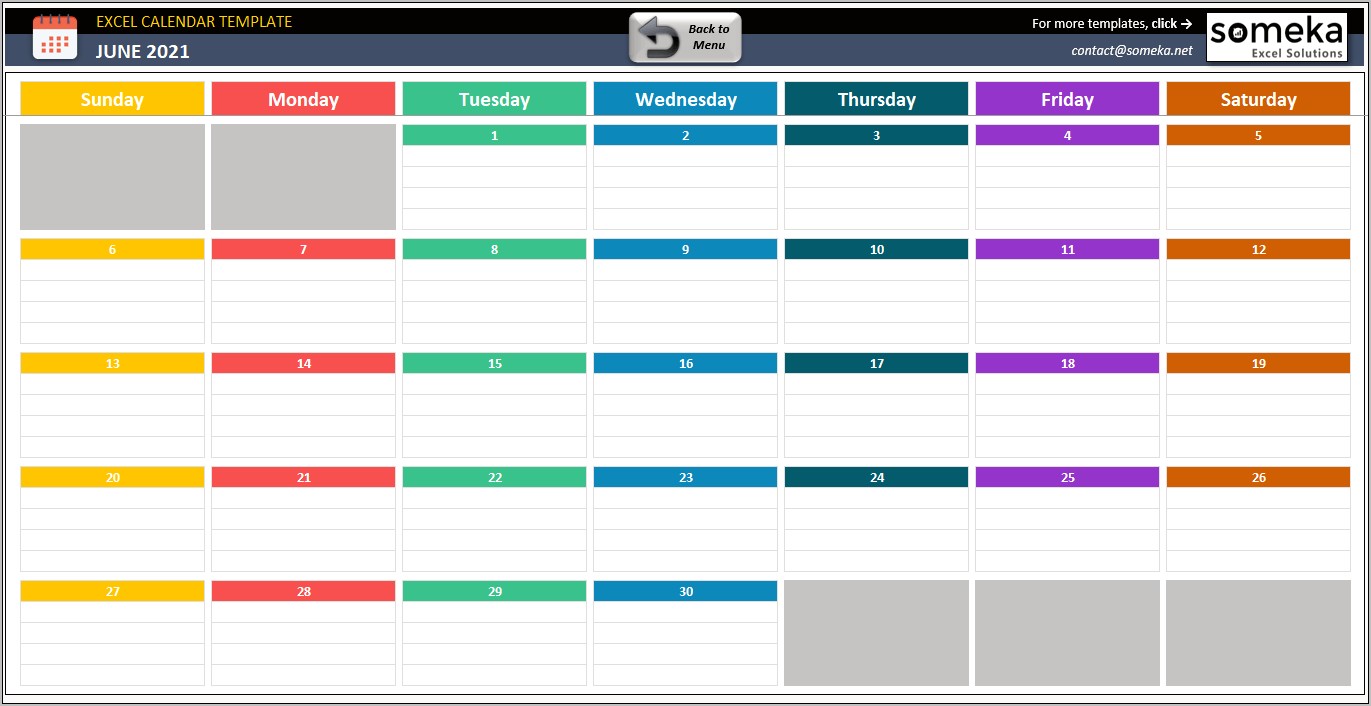 Microsoft Excel Calendar Template 2017 Download