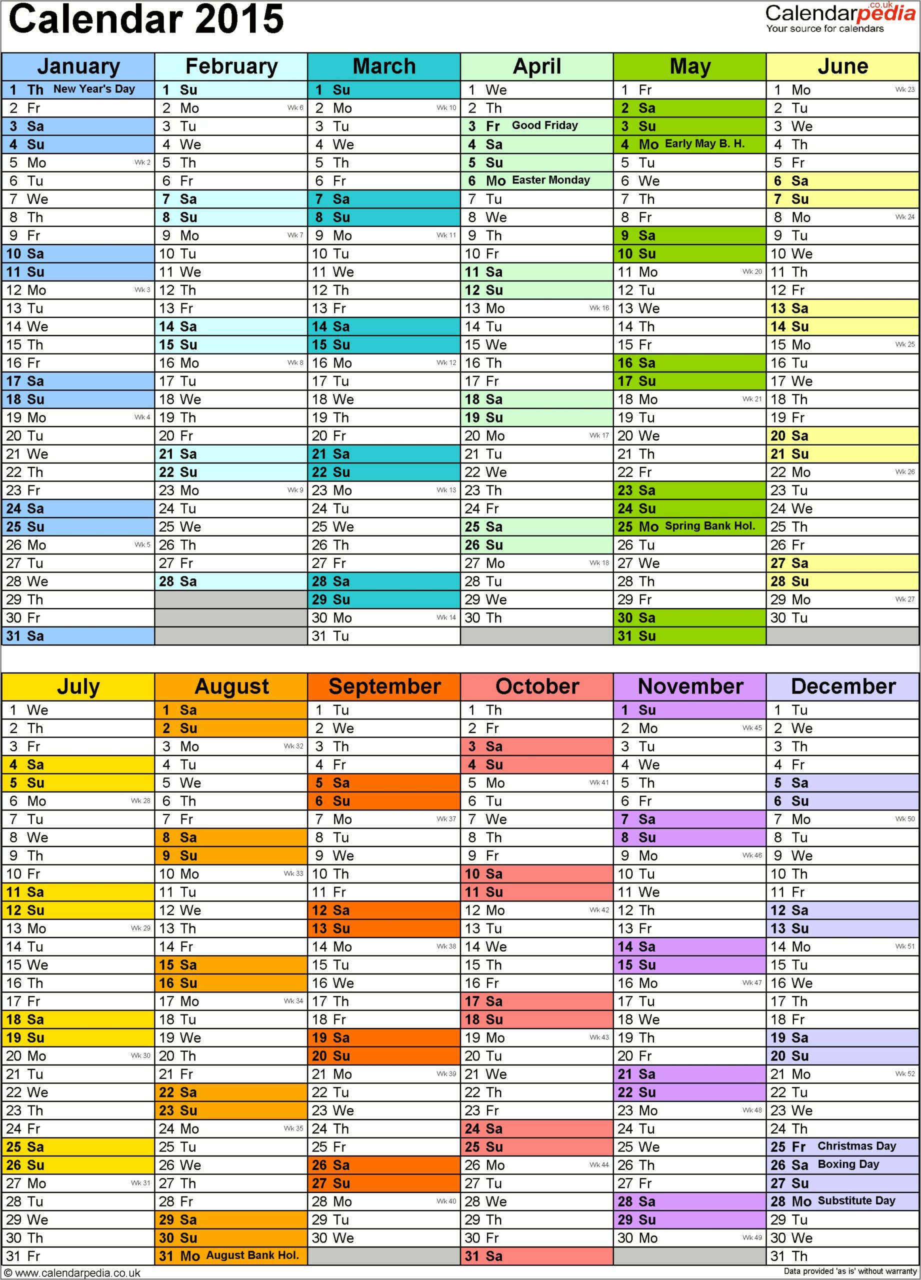 Microsoft Office 2015 Calendar Template Download