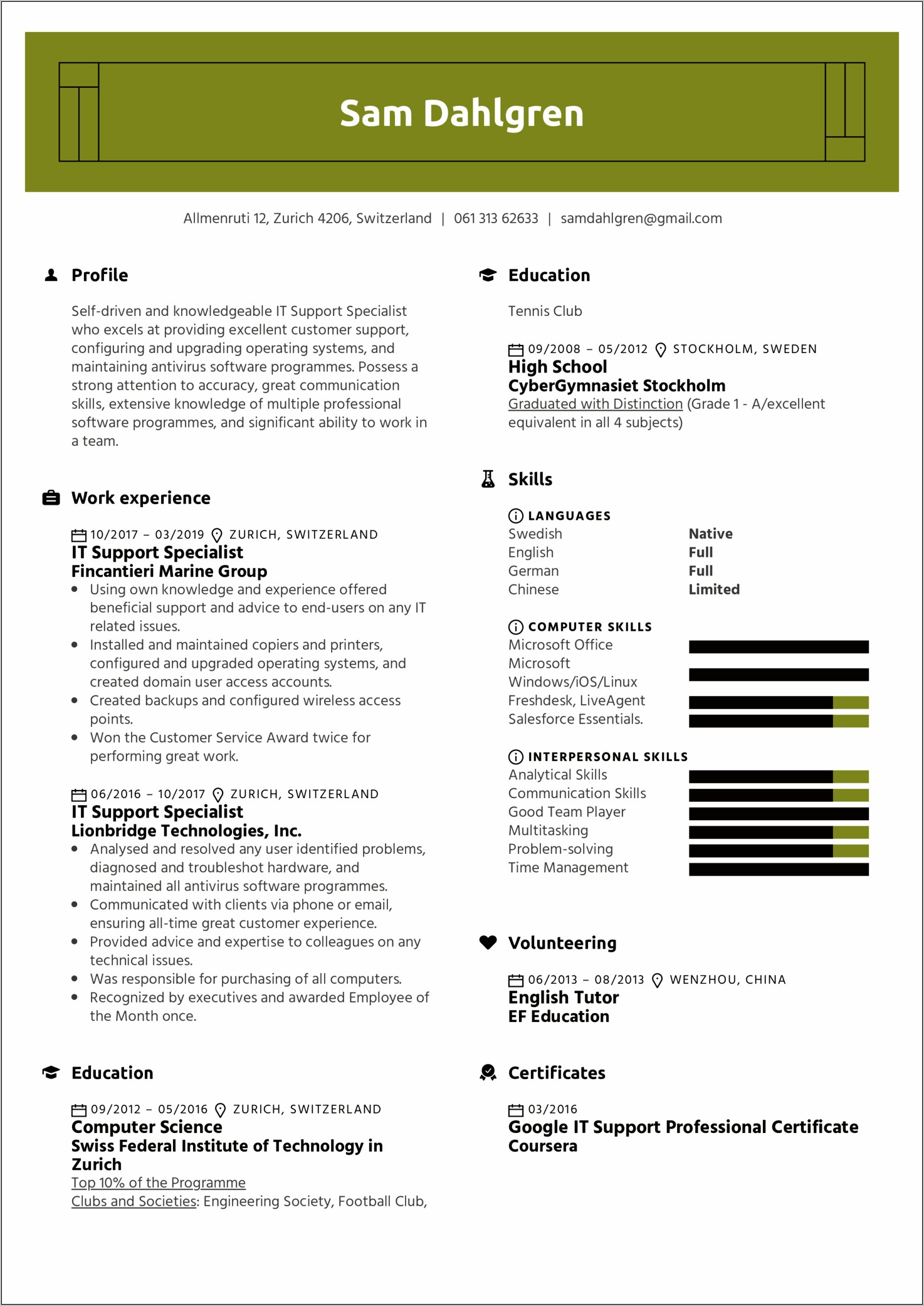 Microsoft Office Computer Skills Resume