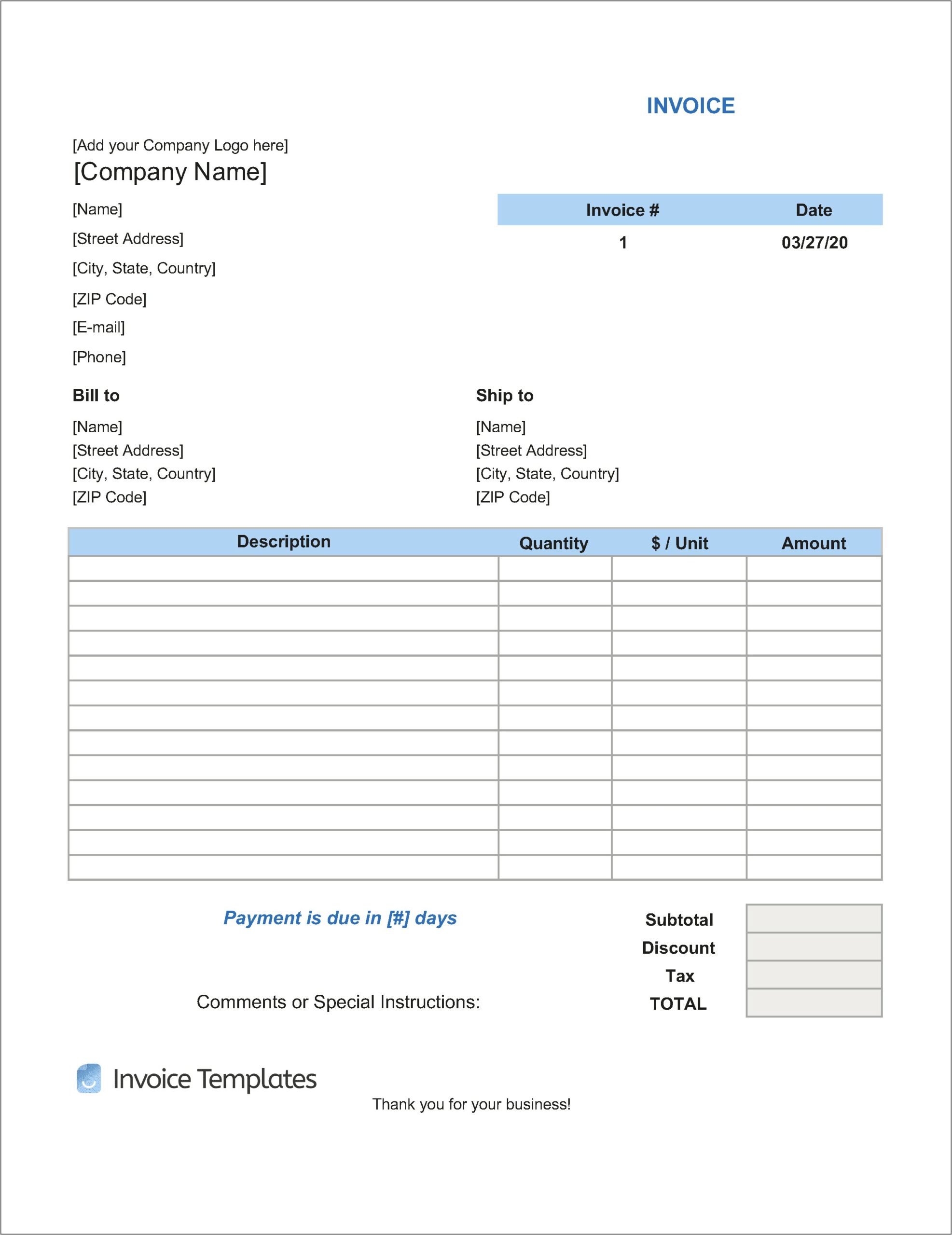 Microsoft Office Online Invoice Sample Template To Download