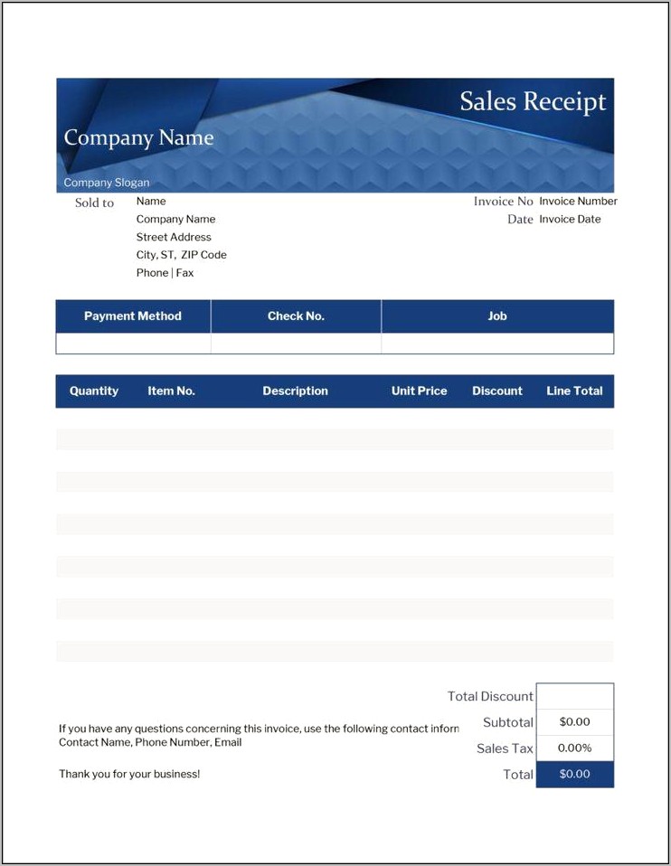 Microsoft Office Receipt Templates Free Download