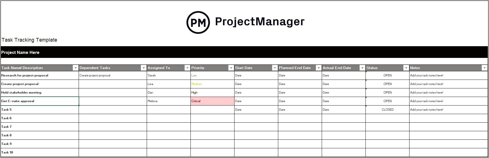 Microsoft Project Management Templates Free Download