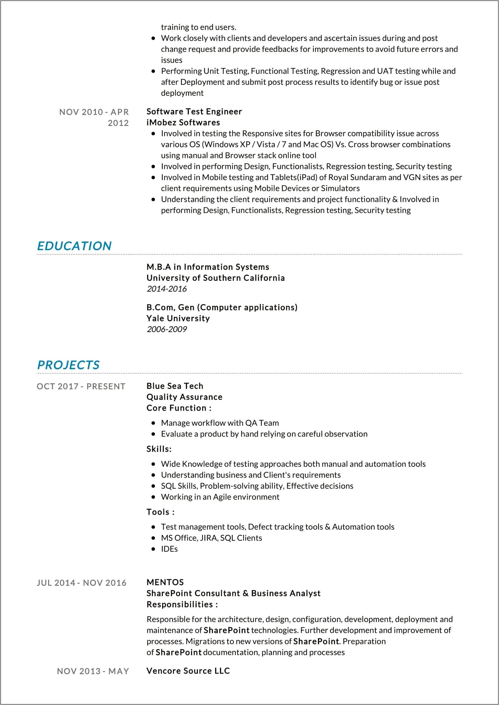 Microsoft Sharepoint Skills On Resume