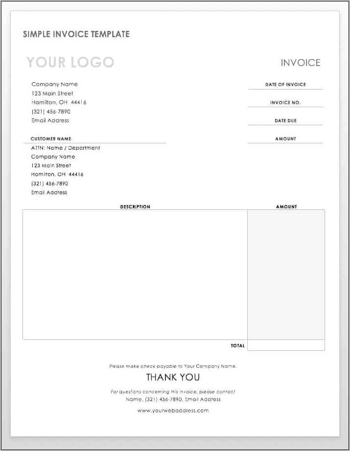 Microsoft Word 2010 Invoice Template Download