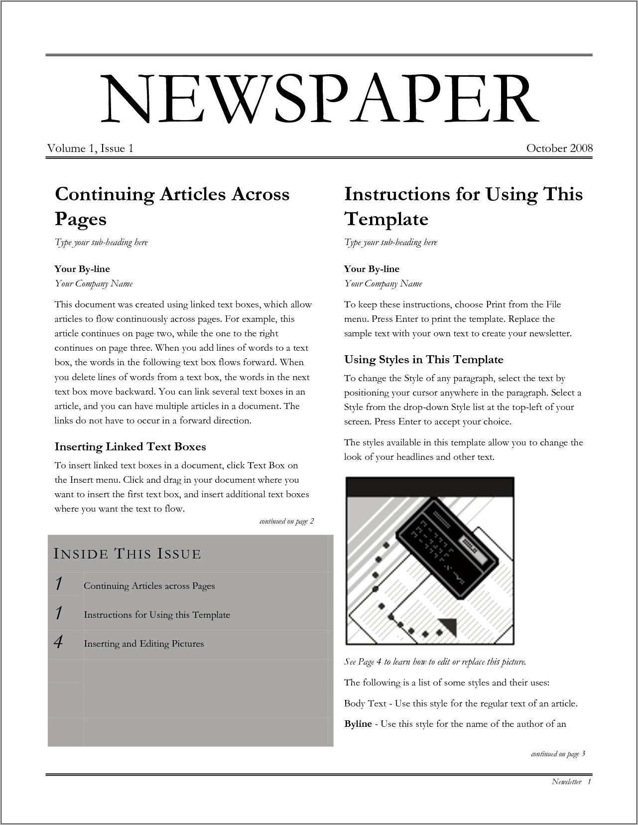 Microsoft Word 2010 Newspaper Template Download