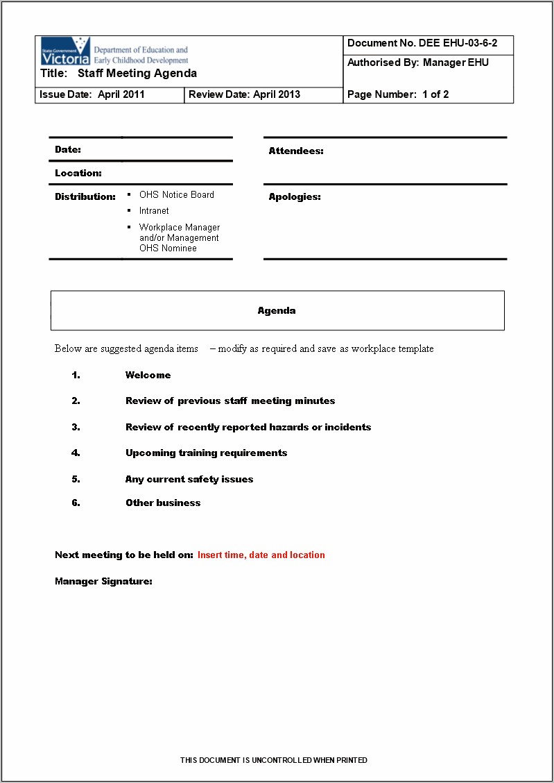 Microsoft Word Meeting Agenda Template Download