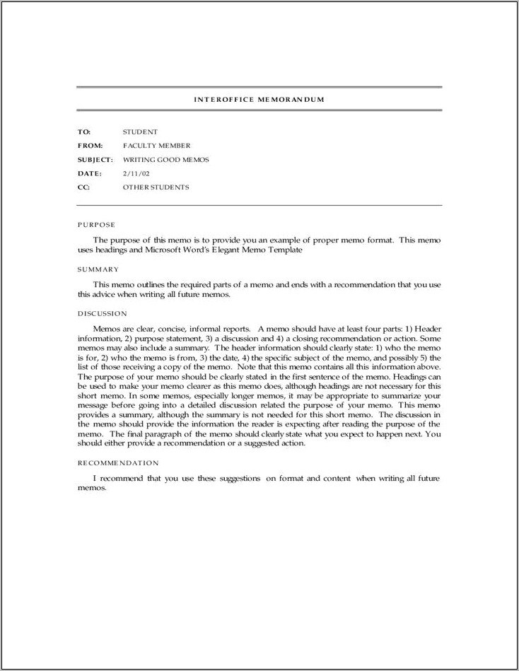 Microsoft Word Memo Template Free Download