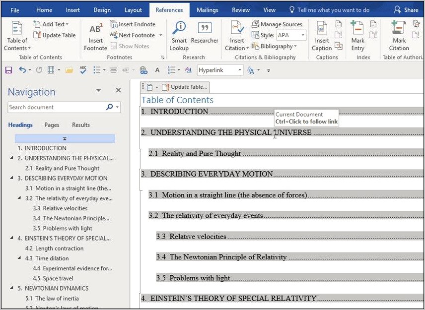 Microsoft Word Table Of Contents Template Download