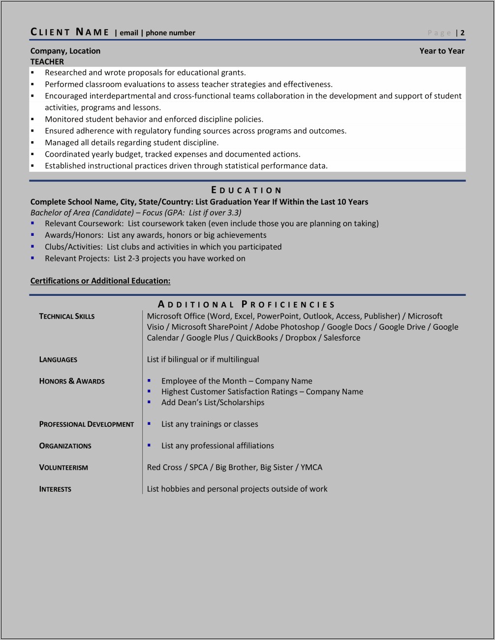 Middle School Principal Resume Examples