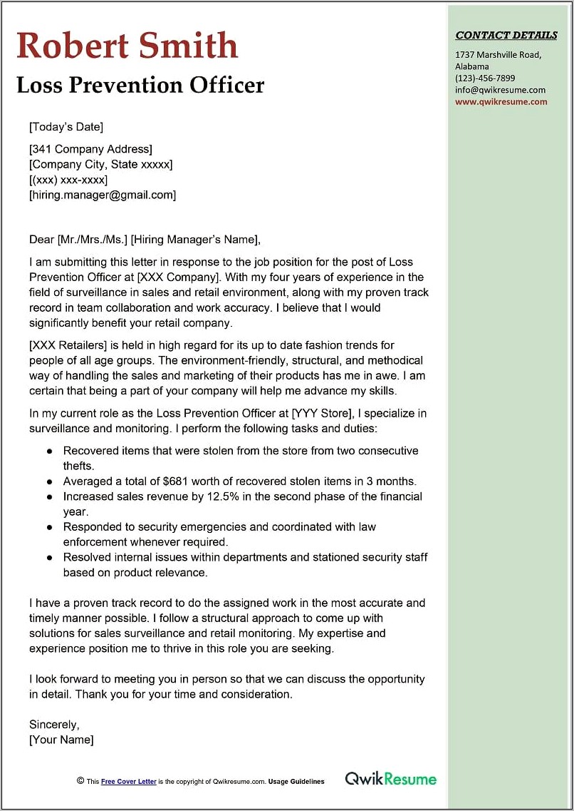 Military Resume Cover Letter Examples