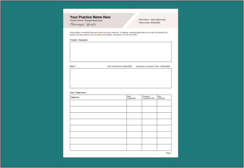 Mindfulness Treatment Plan Adult Goals Template Download Pdf