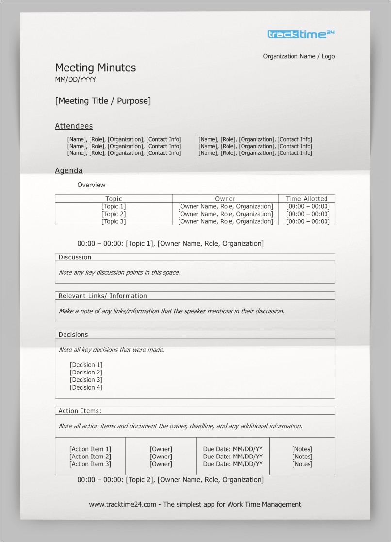 Minutes Of Meeting Template Doc Download