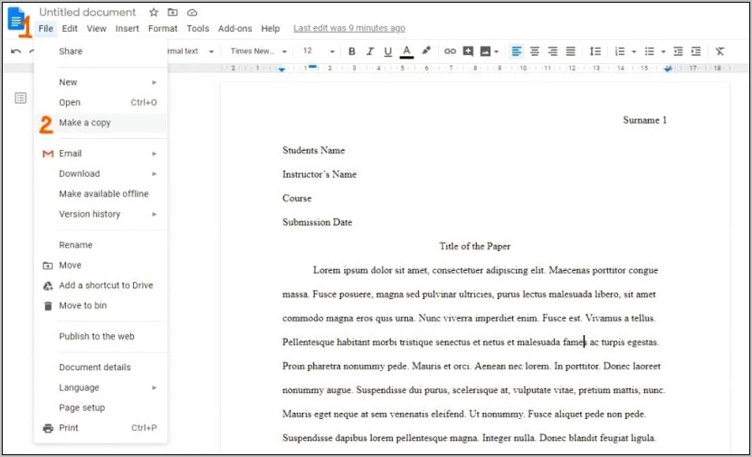 Mla Format Template Download Google Docs