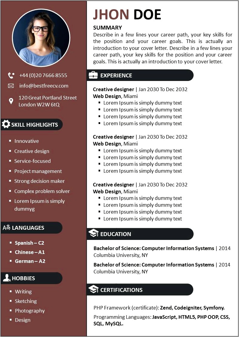 Modern Cv Template Powerpoint Free Download