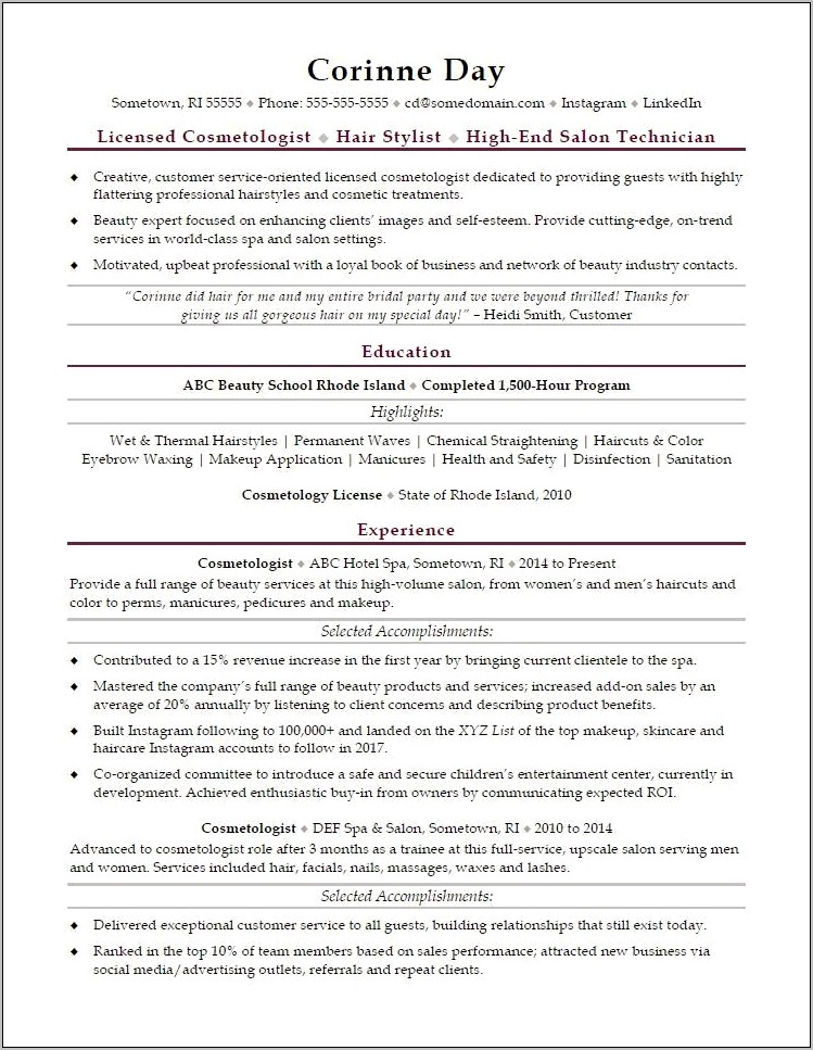 Monster.com Good Sample Resume