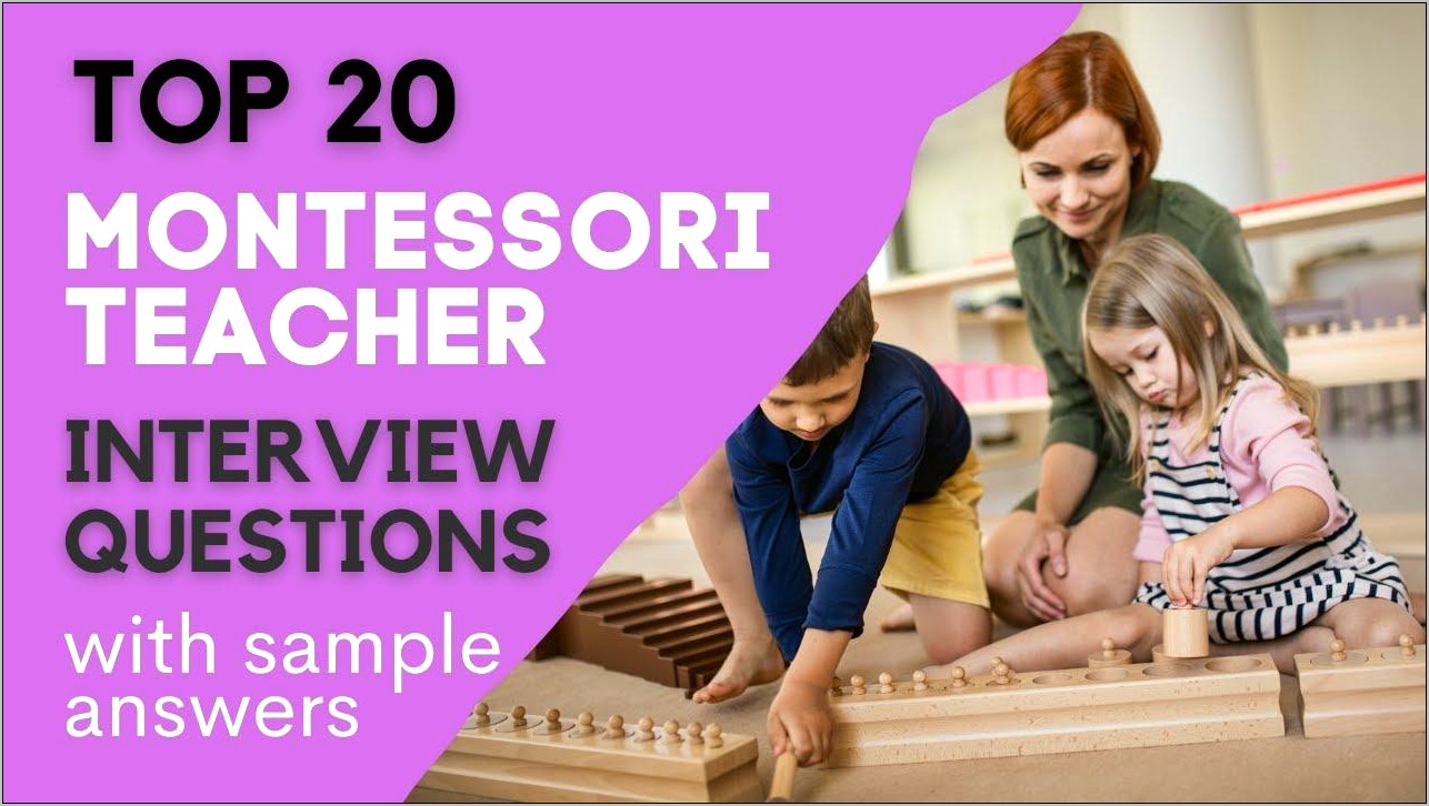 Montessori Teacher Job Resume Objective