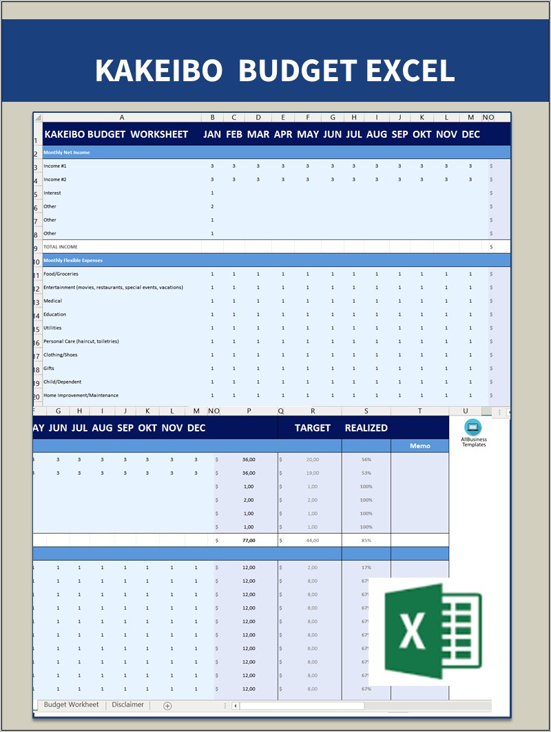 Monthly Budget Excel Spreadsheet Template Download