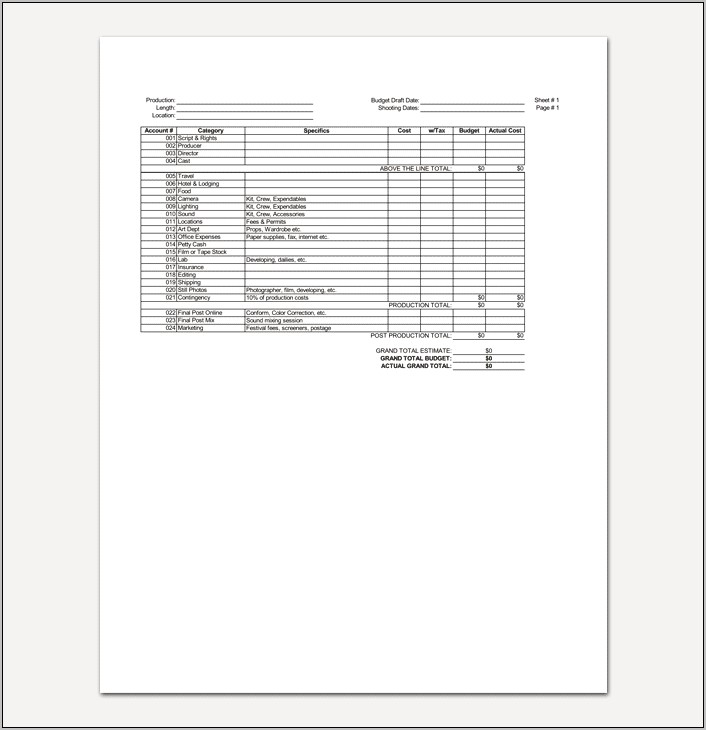 Movie Magic Budget Template Free Download