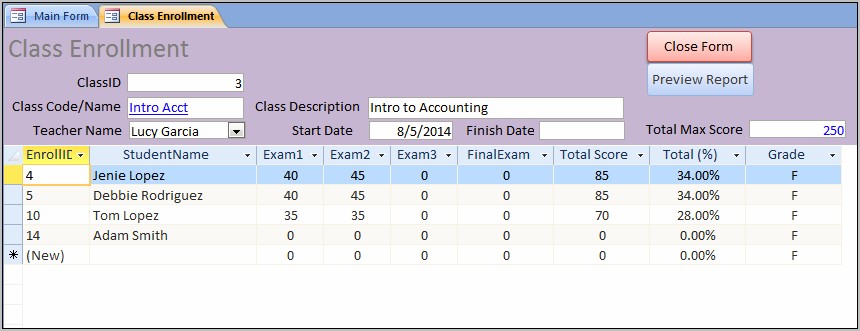 Ms Access Student Database Template Download