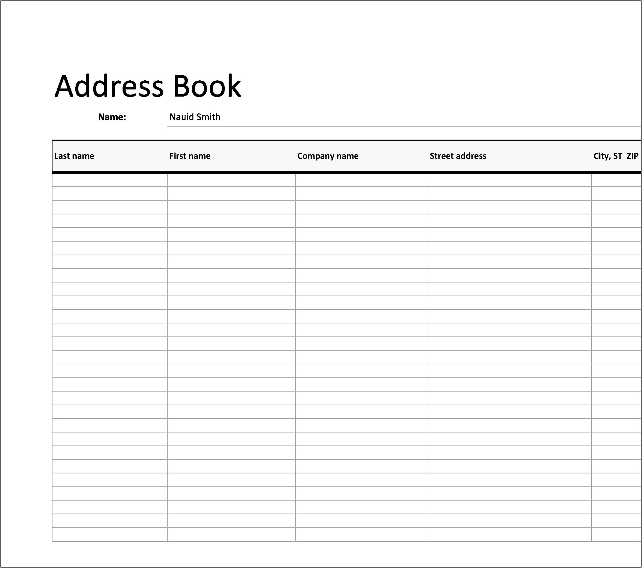 Ms Excel Templates Address Book Download