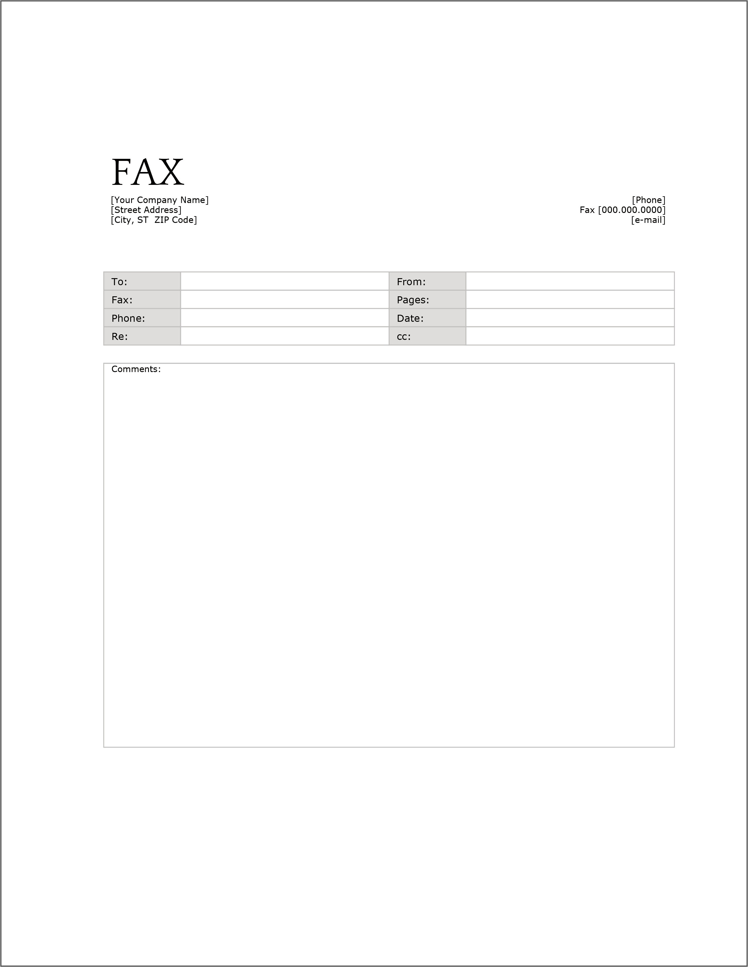 Ms Word 2007 Fax Cover Sheet Template Download