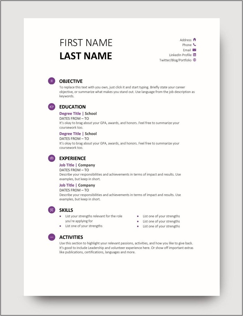 Ms Word Skills In Resume